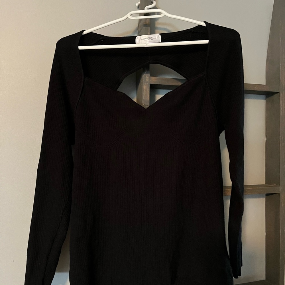 Black Long Sleeve Top with Cutout